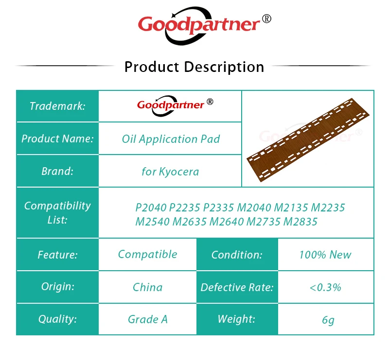 1X FK-1150 Fuser Cloth Oil Application Pad dla Kyocera P2040 P2235 P2335 M2040 M2135 M2235 M2540 M2635 M2640 M2735 M2835