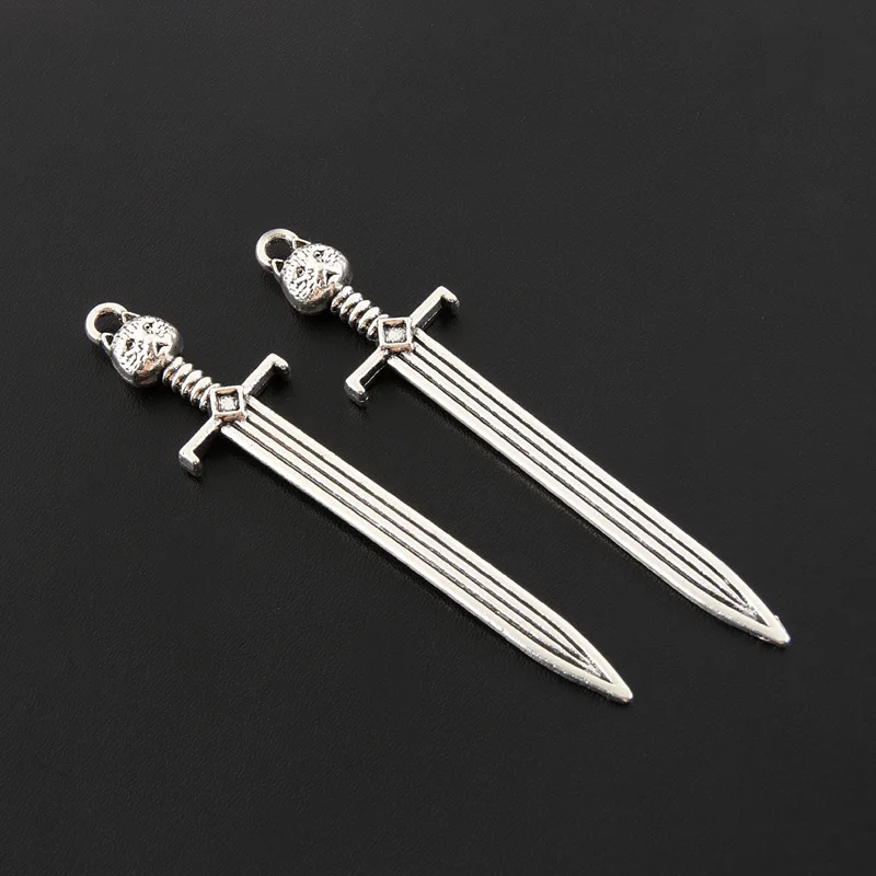 15pcs Silver Color Cross Sword Charm Connector Weapons Pendants DIY Metal Handmade Men's Gift Jewelry Findings Accessorie