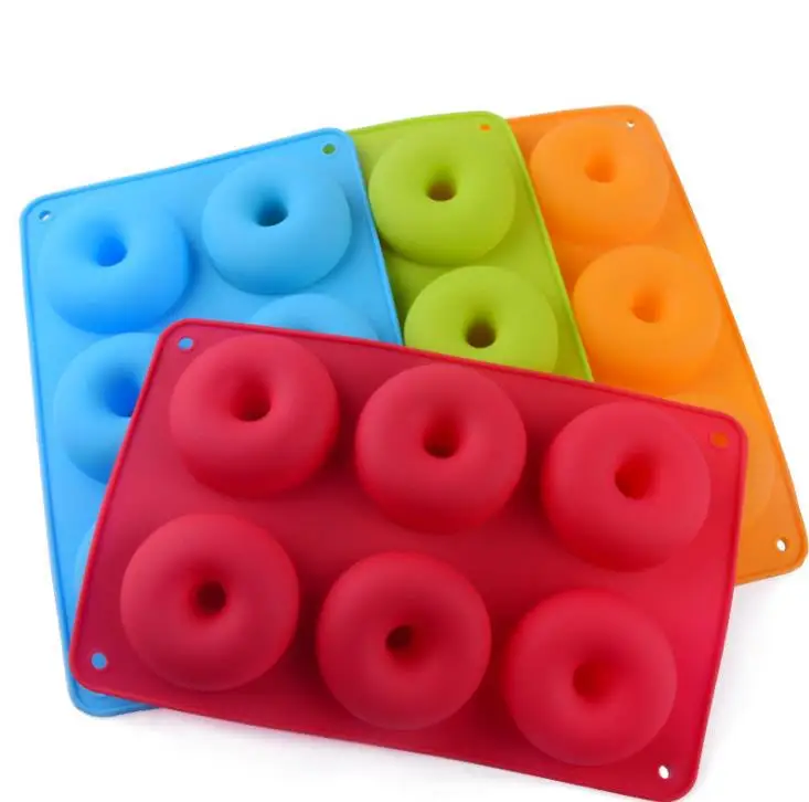 

Silicone Donut Mold Baking Pan DIY Doughnuts 6 graid Mould Maker Non-stick Silicone Cake Mold Pastry Baking Tools SN76
