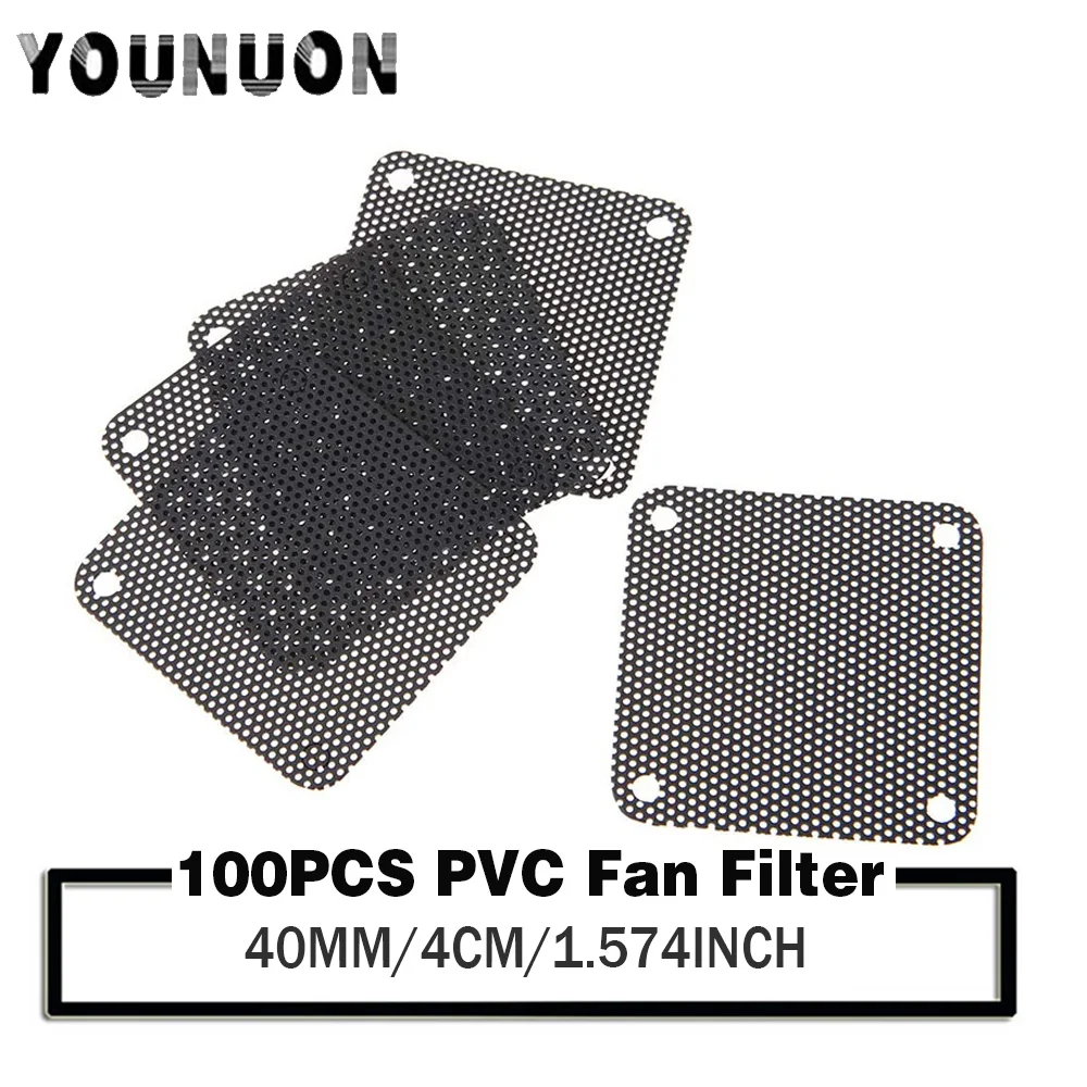 

100Pcs YOUNUON 40mm Fan Filter 4CM Cuttable Black PVC PC Fan Dust Filter Dustproof Fan Mesh 40x40mm Dust Proof Cover