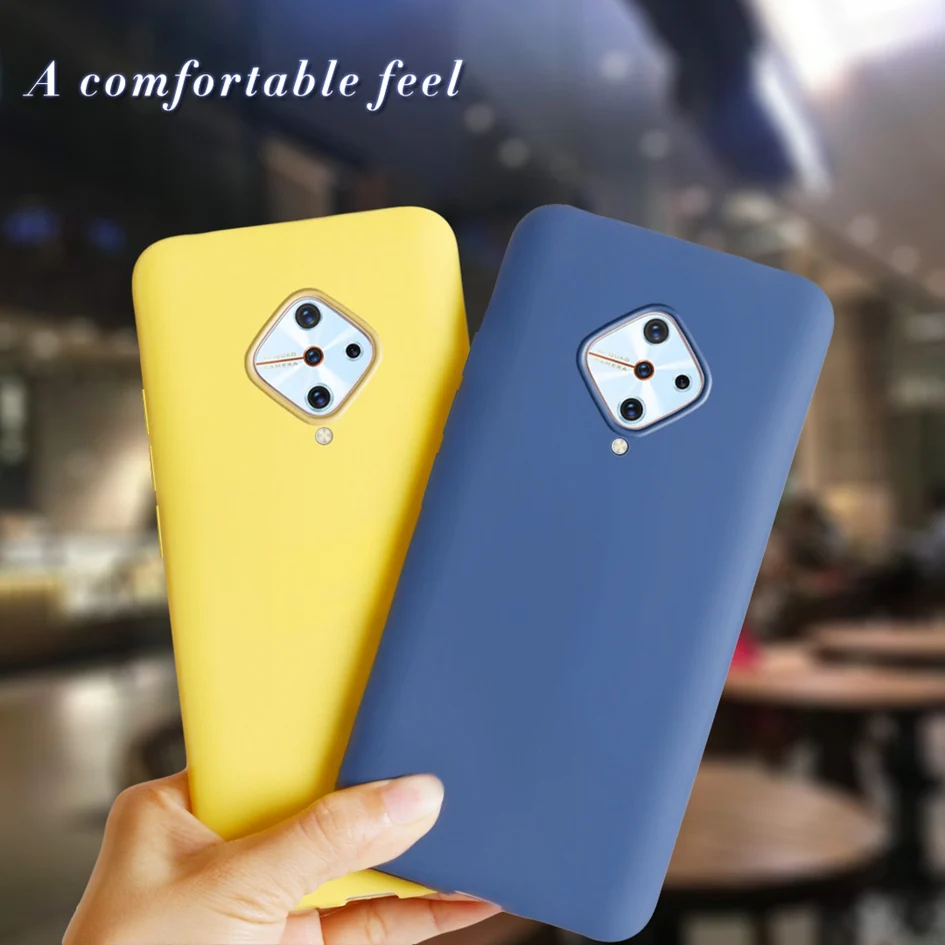 For Vivo S1 Pro Case Cover on For Vivo V17 Russia V1945A V19 V17 Pro 1909 Liquid Silicone Shockproof Cover Soft TPU Phone Bumper