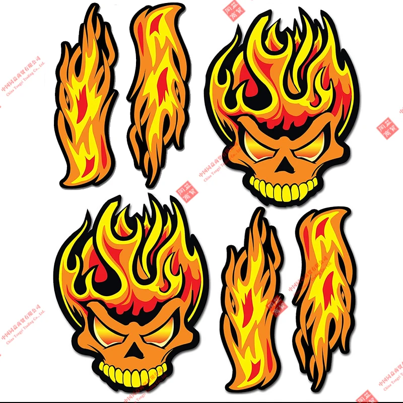 

Funny Skull Fire Flames Car Sticker Decal Decor for Motorcycles Cars Auto Moto Helmet Scooter Moped Bicycles Laptop