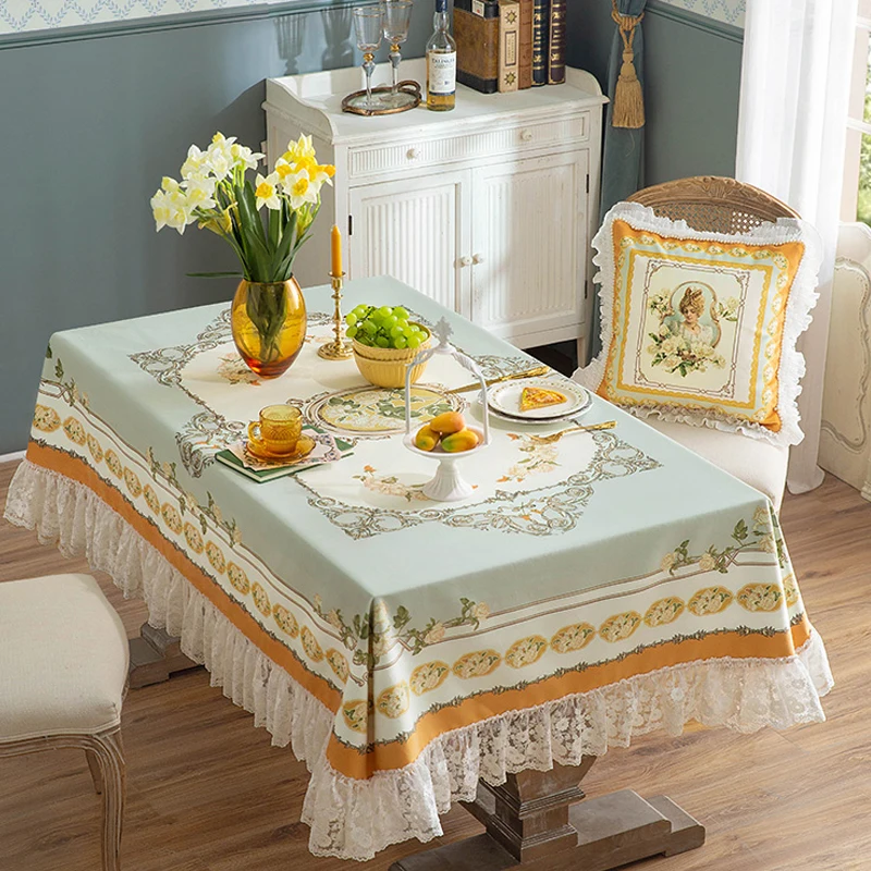Luxury Tablecloth Classical Rural  American French Livingroom Tablecloth Home Decoration Handmade Lace Hanging Hablecloth