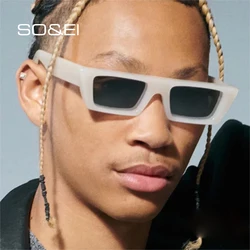 SO&EI Fashion Small Rectangle Jelly Gray Sunglasses Women Shades UV400 Retro Square Leopard Men Sun Glasses