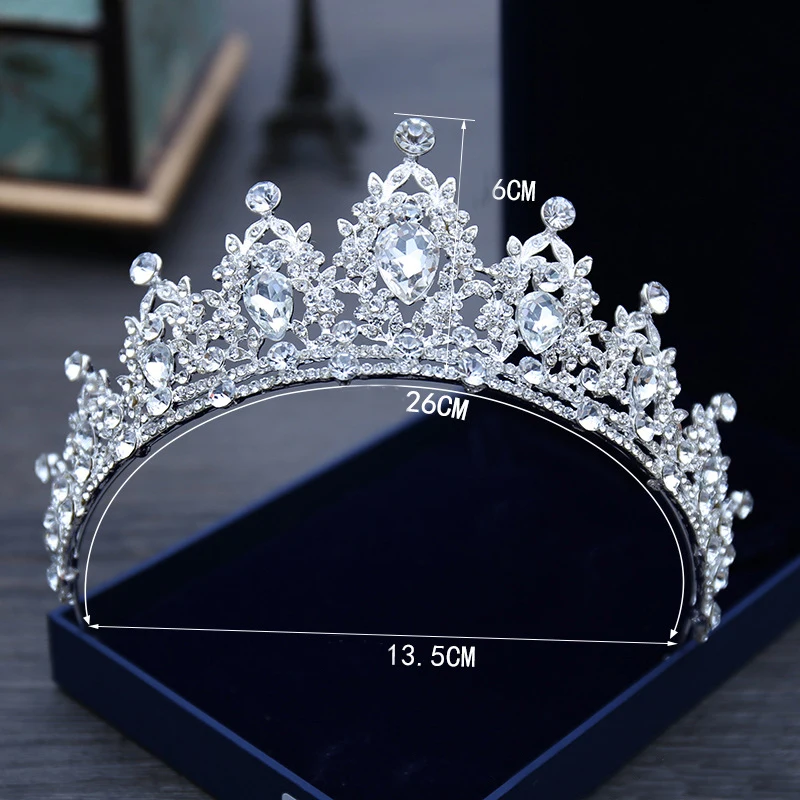 Wedding Hair Tiara Crystal Bridal Tiara Crown Silver Color Diadem Veil Tiaras Wedding Hair Accessories Headpieces Head Jewelry