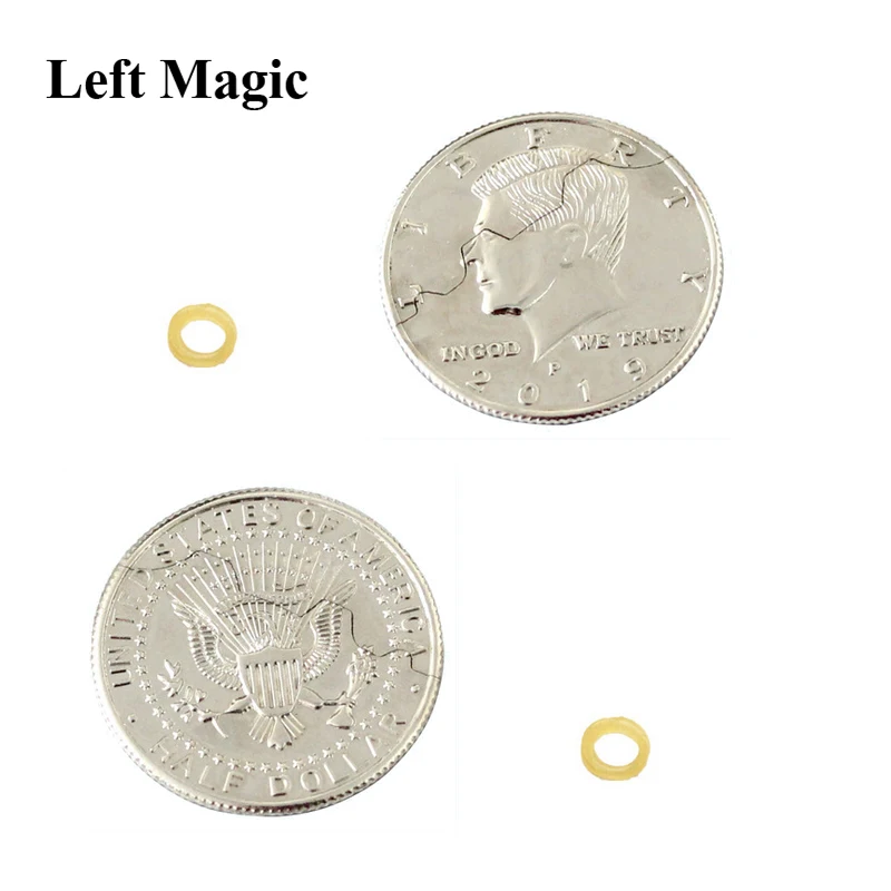Two Folding Coin Bite And Restored Coin Dollar Version Magic Tricks Coin In Beer Bottle Close-Up Street Trick Illusion