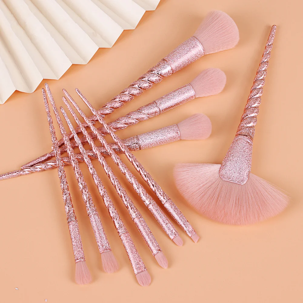 New Glitter Frosted Unicorn Makeup Brushes Set Powder Foundation Blusher Eyeshadow Blending Eyebrow Brush for Face Eyes Make Up