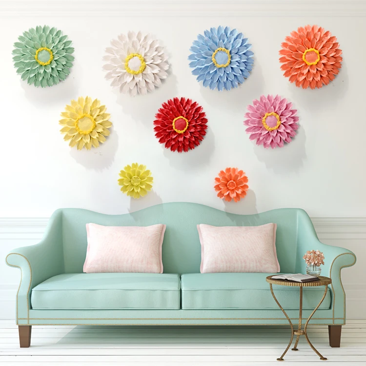 

Chinese Ceramic Sunflower Wall Hanging Decoration Home Livingroom Wall Mural Crafts Cinema Store Porch Wall Sticker Accessories