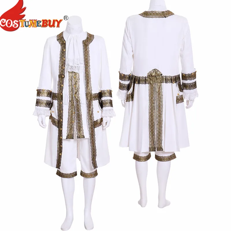 

Costumebuy Victorian Elegant Gothic Aristocrat Cosplay Costume Adult Mens ROCOCO Halloween White Suit Custom Made