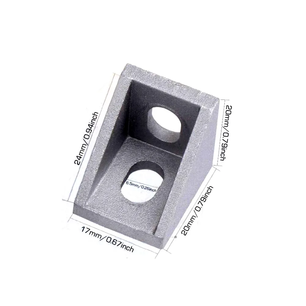 46pcs/lot Silver 2020 Corner Bracket Aluminium Angle Bracket Fastener for Industry Home 3D Printer Cutting Machine with Box