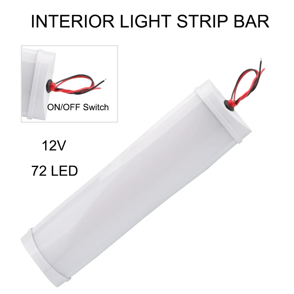 Plafoniere per interni Tubo di luce bianca con interruttore Lampada da lettura 12V 10W Barra luminosa a LED per interni auto per camion Camion Camper Nave