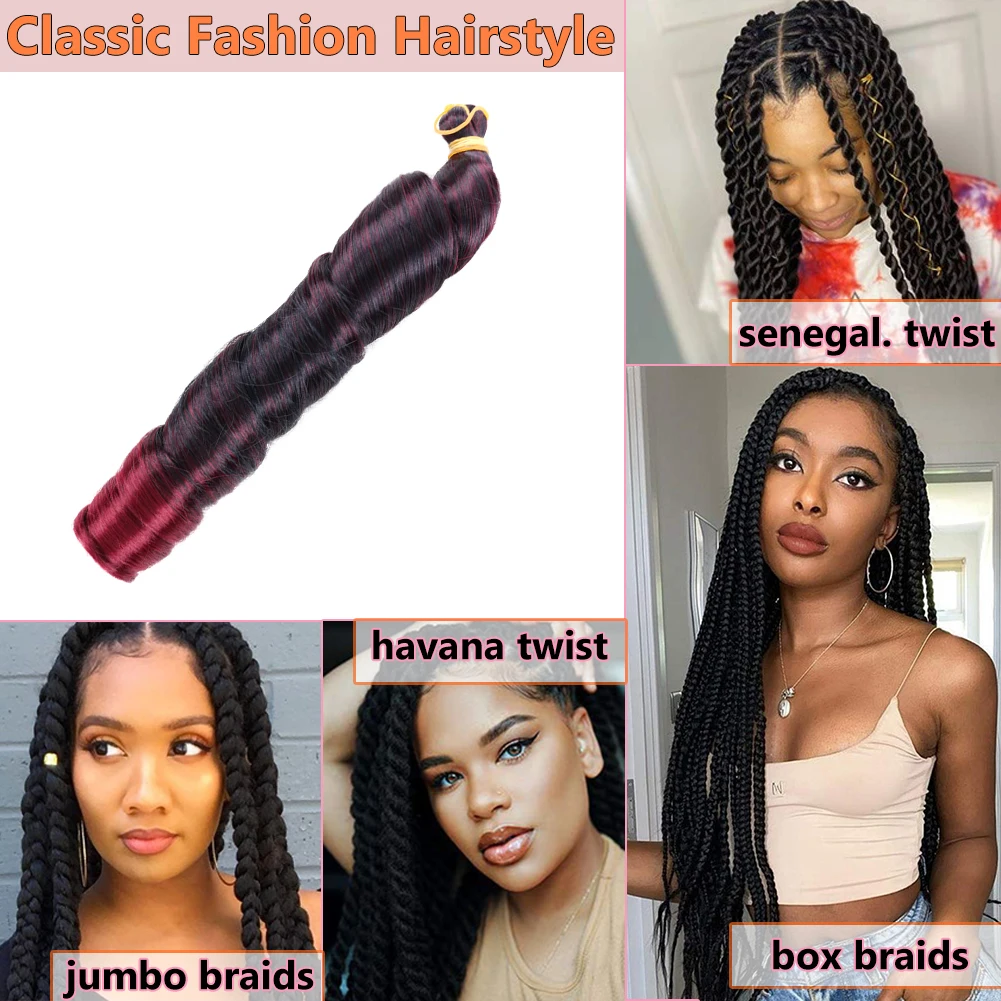 Synthetic Loose Wave Braiding Hair 22 Inch Spiral Curl Braids Crochet Hair Bouncy Silk Bulk Hair For Braiding African Braids