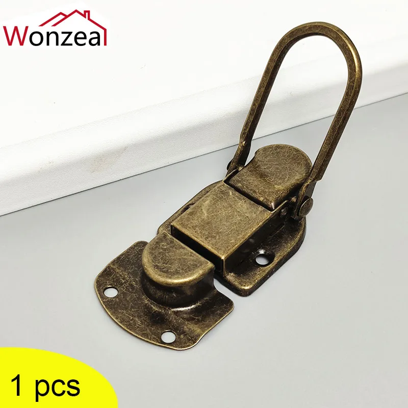 1pc Buckle For Jewelry Wood Decorative Box Vintage Drawer Clasp Iron Furniture Toggle Lock Antique Brass Hasps Latches Hardware