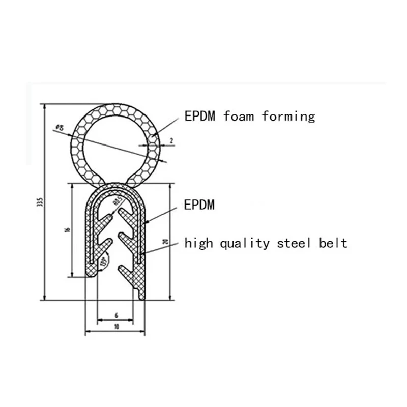 13ft รถซีลฉนวนกันความร้อนยางสำหรับรถเรือรถบรรทุกฝุ่น Anti Mechanical Seal Trunk เครื่องยนต์ซีลแยก