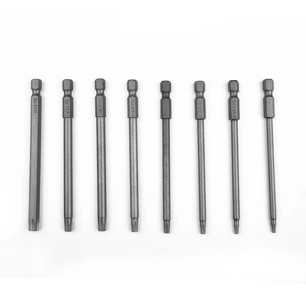 1 Pcs Magnetische Schroevendraaier Bit Torx Schroef Bit 100Mm Lange T8,T10,T15,T20, t25, T27,T30,T40 Voor Hand Repair Tools