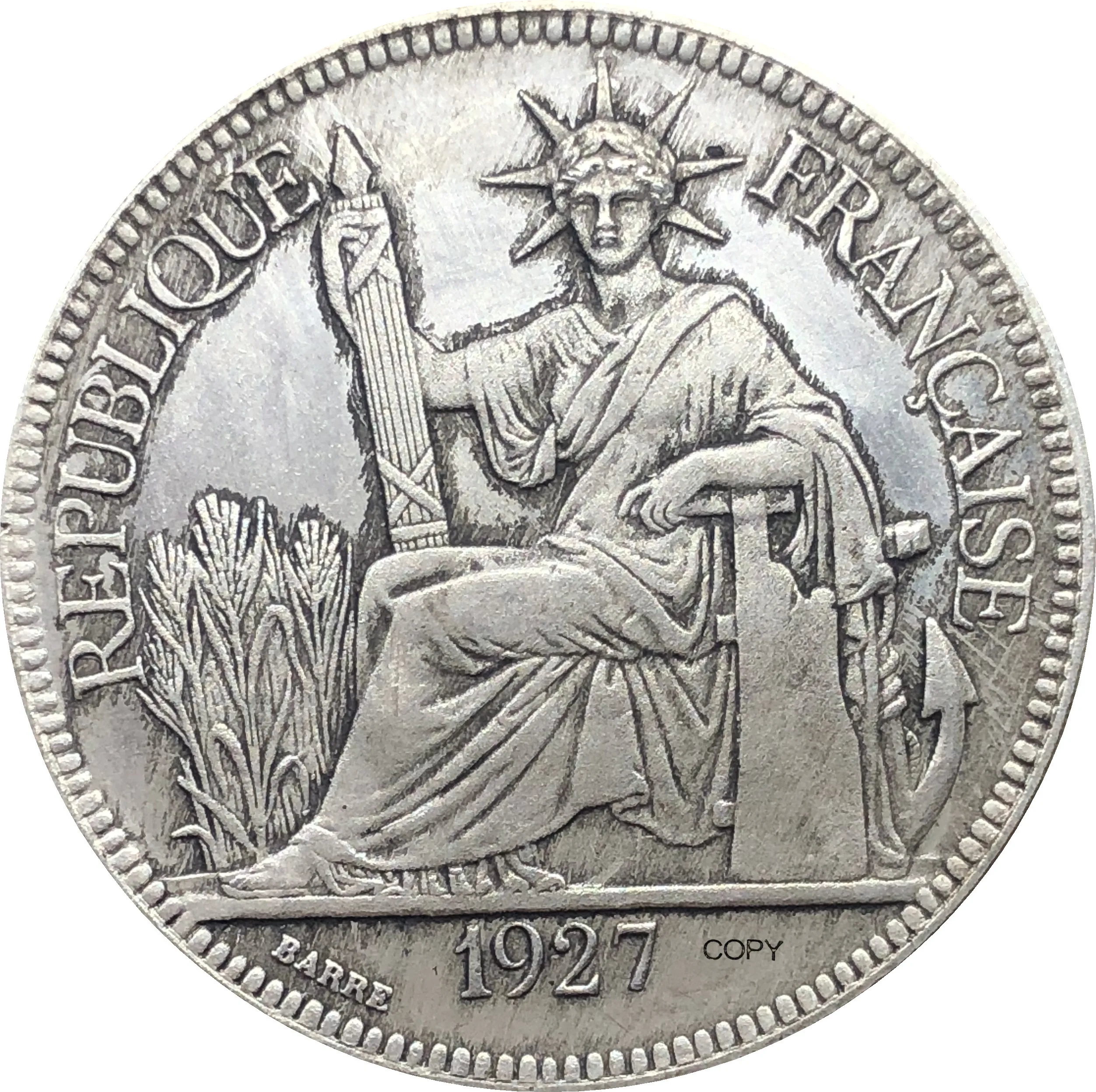 Монеты с посеребрением, французский Индокитай 1927 A 1, пиастровая коммерция