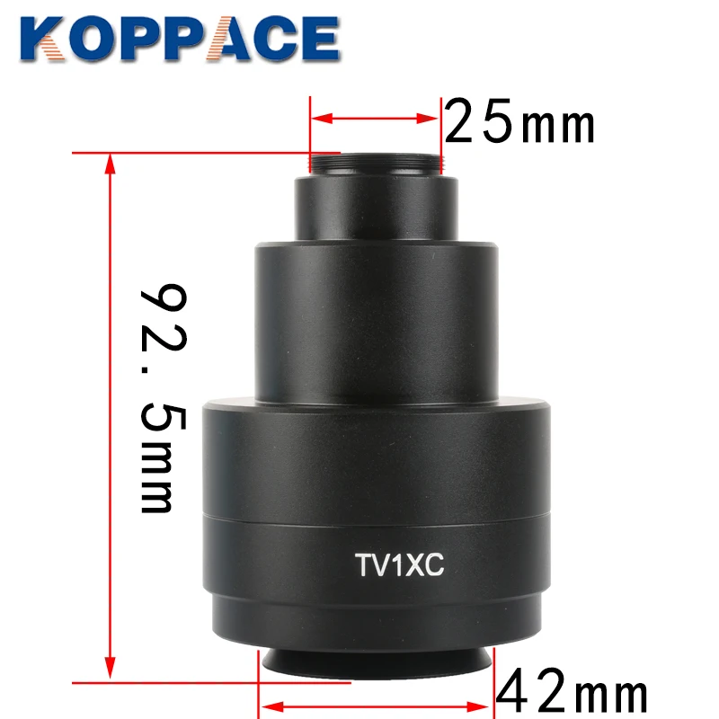 KOPPACE 1X C-Mount Trinocular Microscope Camera Adapter 42mm Microscope Mounting Interface 25mm Microscope Camera Interface