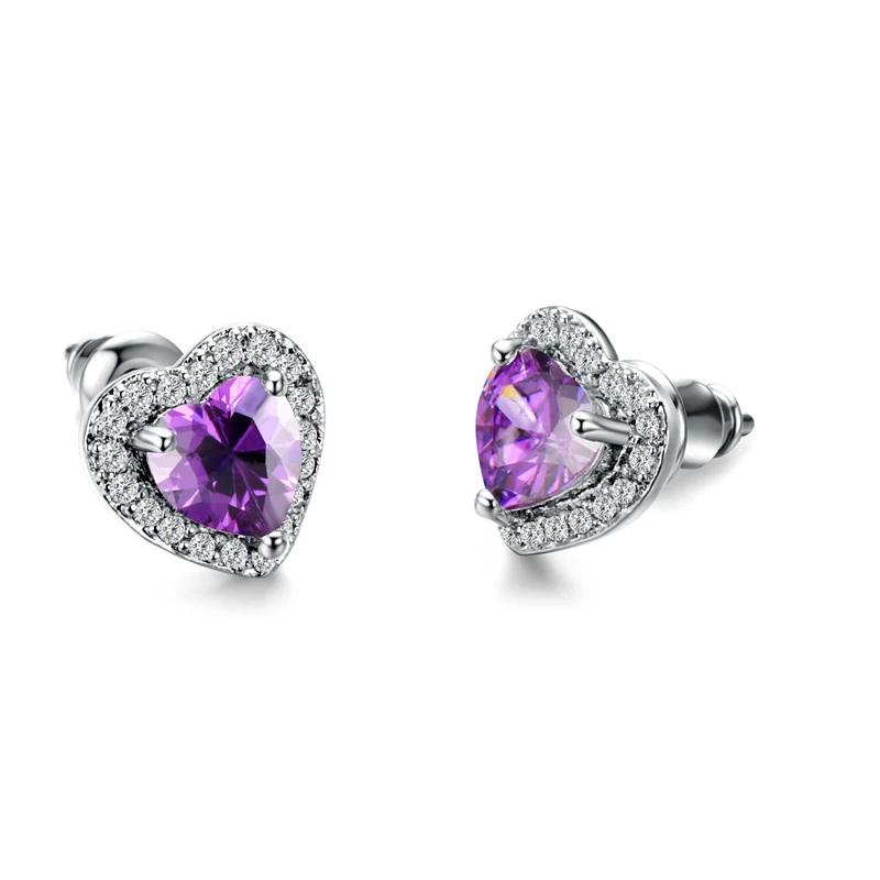 Huitan Fashion Simple Heart Design Kolczyki damskie Dostępne w 7 kolorach Odpowiednie na każdą okazję Kolczyki na wesele i codzienne noszenie — zdjęcie 6