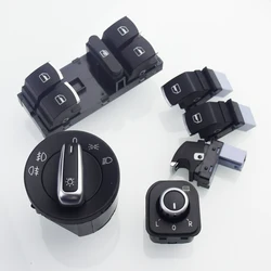 Chrome Headlight Switch+Chrome Power Side Mirror Switch For VW Golf 5 6 Jetta 5 6 Passat B6 Touran SCIROCCO AMAROK