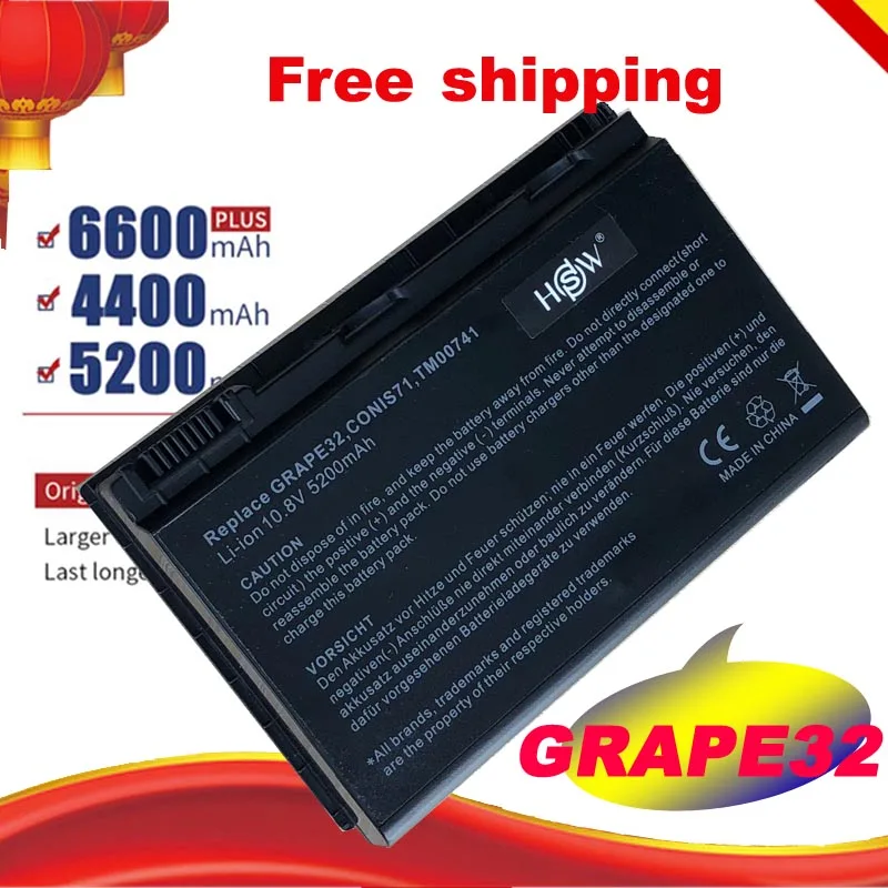 Battery For Acer Extensa 5220 5235 5620 5630 7620 TravelMate 5320 5520 5720 7720 7520 6592 TM00741 TM00751 GRAPE32 free shipping