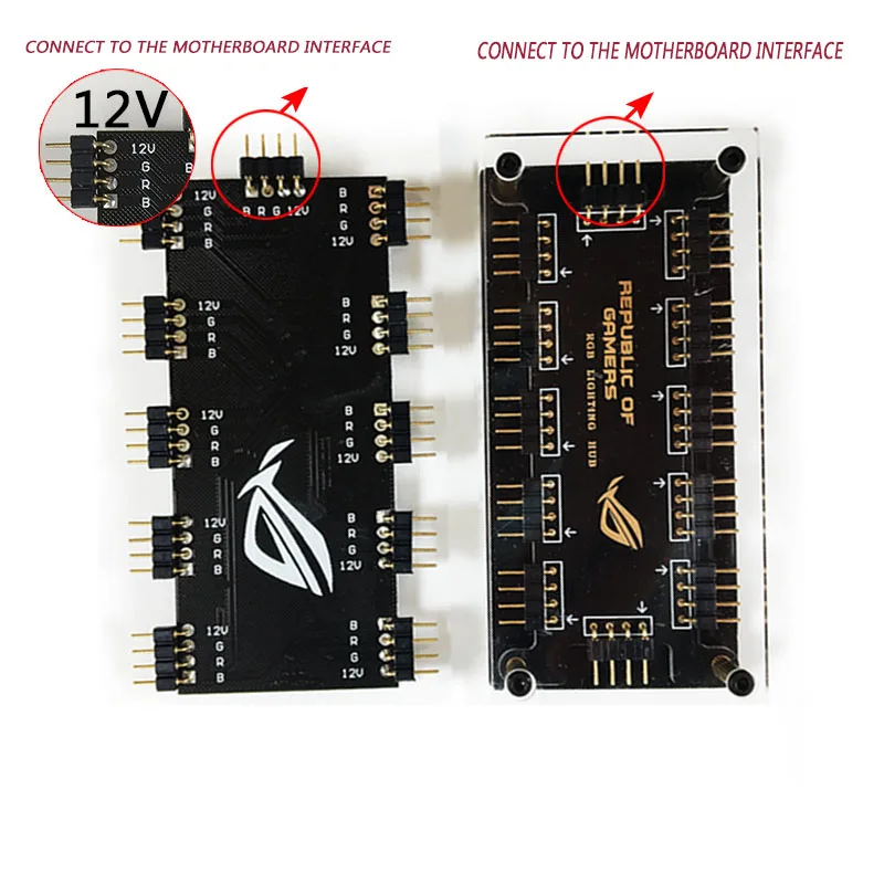 RGB Hub-sincronización de placa base, controlador de luz de ventilador, 4 pines, 12, un punto, diez, 5V, extensión de rama AURA