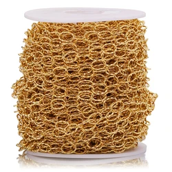 1M 6Mm Breedte Rvs Gouden Cirkel Oval Link Textuur Kettingen Voor Diy Ketting Sieraden Maken Handgemaakte Bevindingen groothandel
