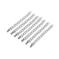 10 sztuk 50/70mm przedłużenie łańcucha ze stali nierdzewnej z kroplą wody bransoletka rozszerzenie łańcucha ogon dla DIY komponenty do wyrobu biżuterii