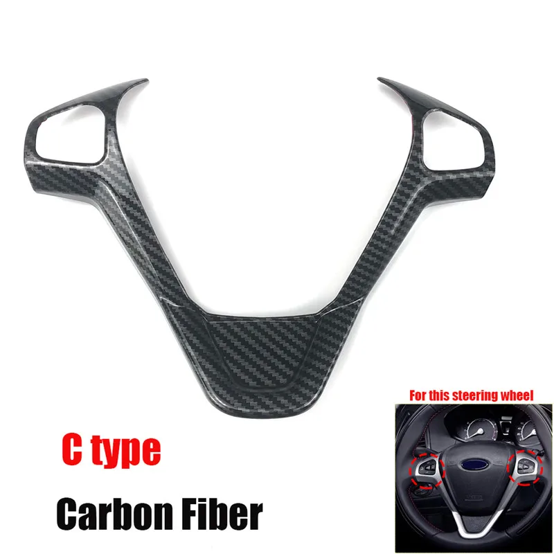 1pcs Car Refit Accessories for Ford New Fiesta MK7 2009-2017 Ecosport 2012-2017 Car Steering Wheel Covers Trim Sticker