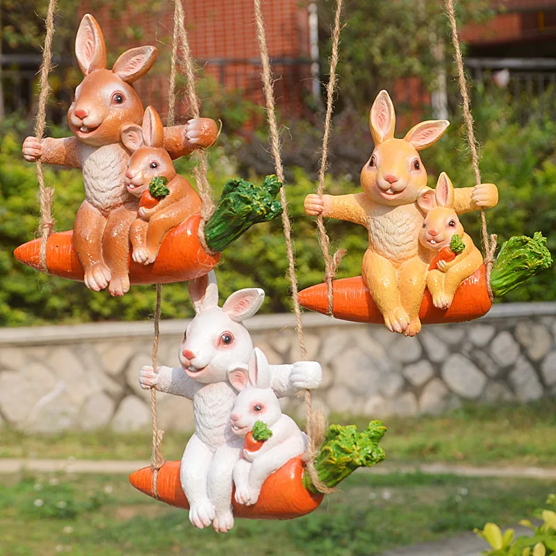 

Outdoor Swinging Rabbit Monkey Resin Squirrel Ornaments Garden Park Hanging Accessories Crafts House yard Tree Figurines Crafts