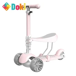 Doki Toy Child Scooter 2-6 Ages Flashing Wheel Adjustable Boy Girl Kids Scooter Folding Aluminum Alloy Skateboard Popular 2021