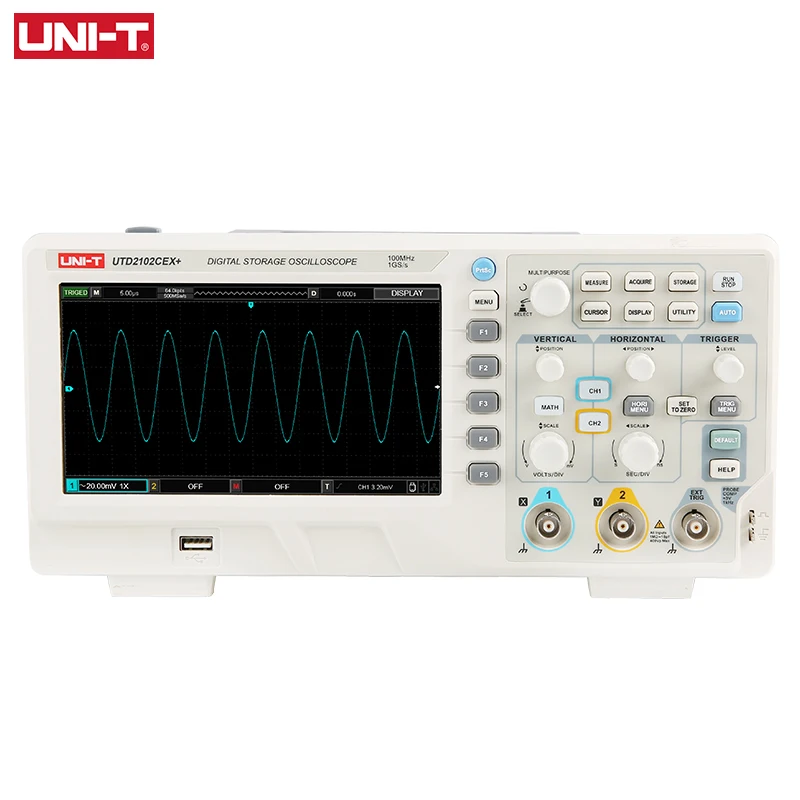 UNI-T Digital Storage Oscilloscope UTD2102CEX UTD2102CEX+ 2 Channels 100mHz Portable USB Oscilloscope 1GSa/S Sampling Rate