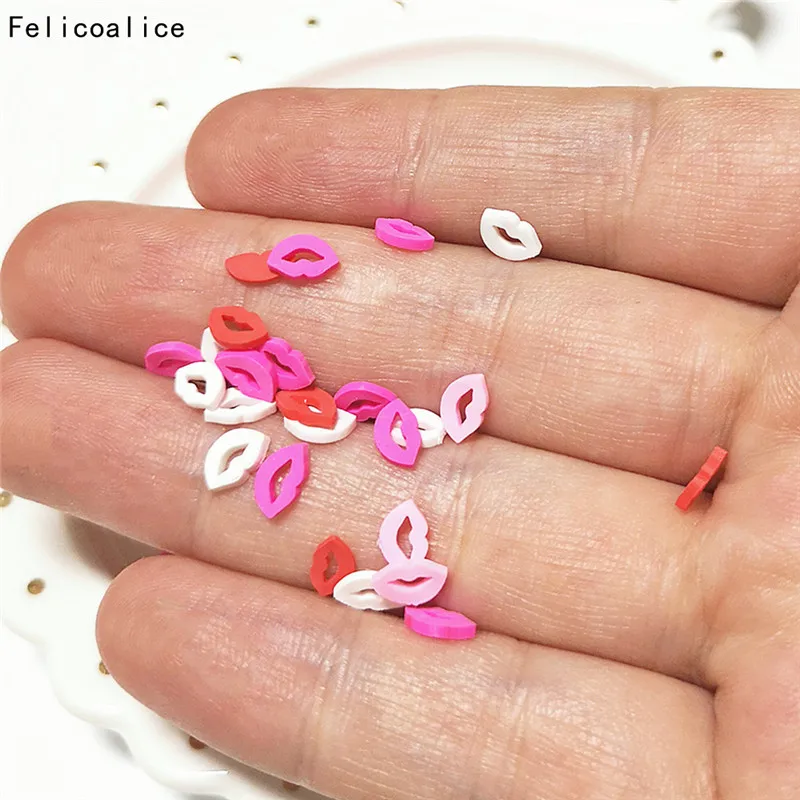 

500g Rose Color Lips Polymer Clay Slices Pink Plastic Klei Mud Particles For DIY Nail Art Slime Filler Making Tiny Cute Crafts