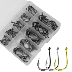 100 sztuk 70 sztuk haczyki wędkarskie zestaw stal wysokowęglowa pojedyncze koło Fishhook Fly Fishing Jip kolczasty haczyk na karpia Sea Tackle akcesoria