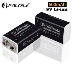 PALO 1-8 sztuk 600mAh 9 V akumulator litowo-jonowy 6F22 9 V baterie litowo-jonowe do multimetru mikrofon zabawki