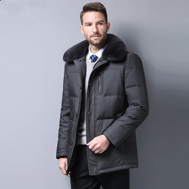 

Men 90%White Duck Down Jacket Men Clothes 2020 Men Rabbit Fur Collar Warm Parkas Casaco Masculino SRYF868 MY798