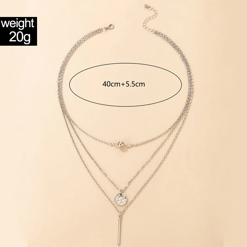 Tocona Charms Geoemtry Pendant Necklace for Women Elegant Multi-layer Gold Silver Color Adjustable Party Jewelry Collar lcy-005