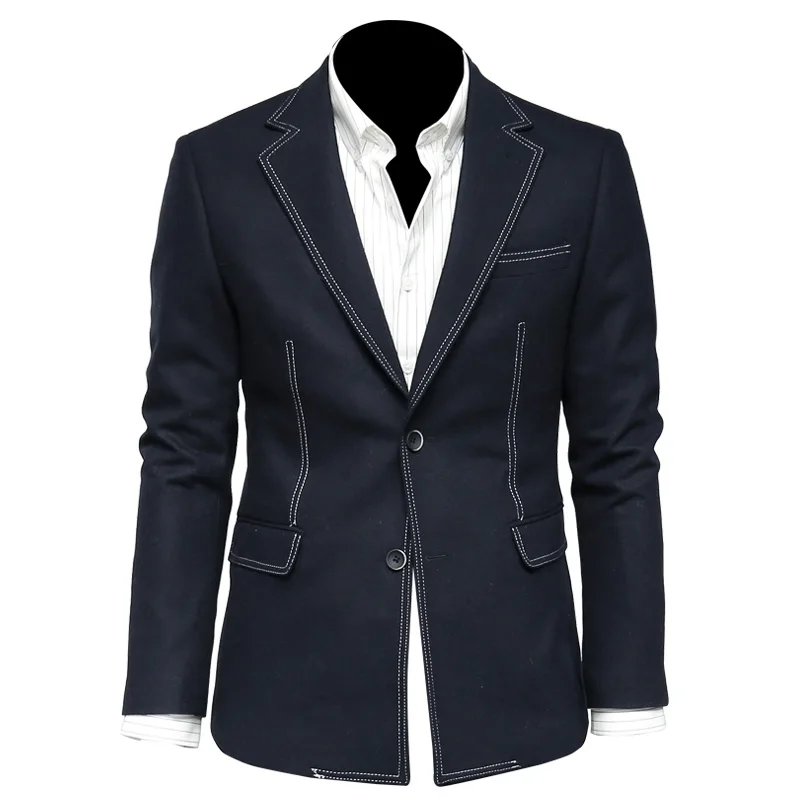 Men Leisure Clothing Blazers Suit Jackets Suits For Wedding 50% Wool Fashion Man Deep Blue Jacket Size 56 (Including 1 Jacket)