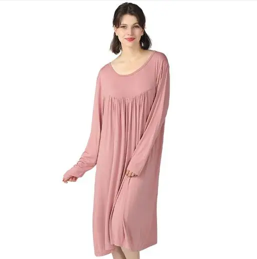 Camisón holgado de algodón para mujer, ropa de dormir de manga larga, 100Kg, otoño e invierno, 3xl-7xl