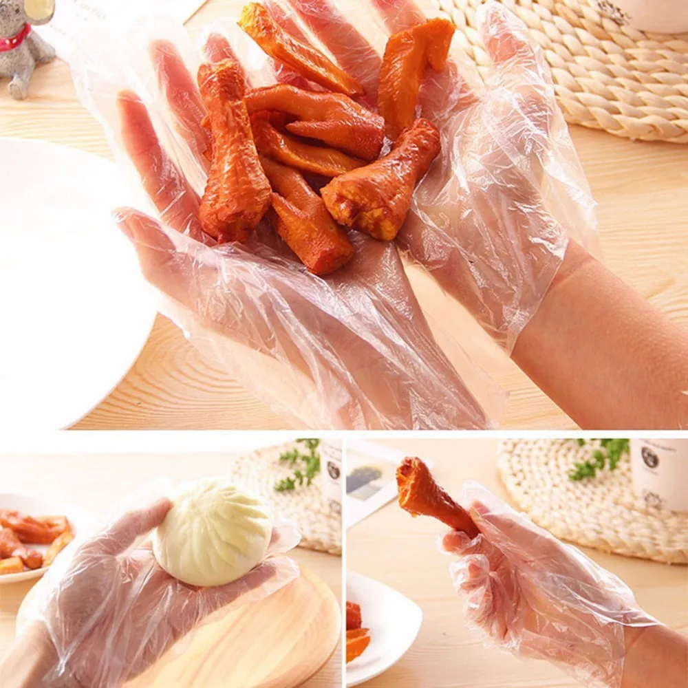 

100pcs Eco-friendly Disposable Plastic Gloves for Restaurant Hotel Handling Raw Chicken Plastic Multifuctional Gloves Food