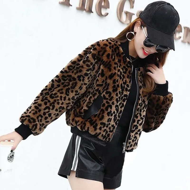 High Quality Faux Fur Coat Women 2022 New Spring Autumn Winter Jacket Fashion Leopard Printed Hairy Coats Casual Outerwear Tops