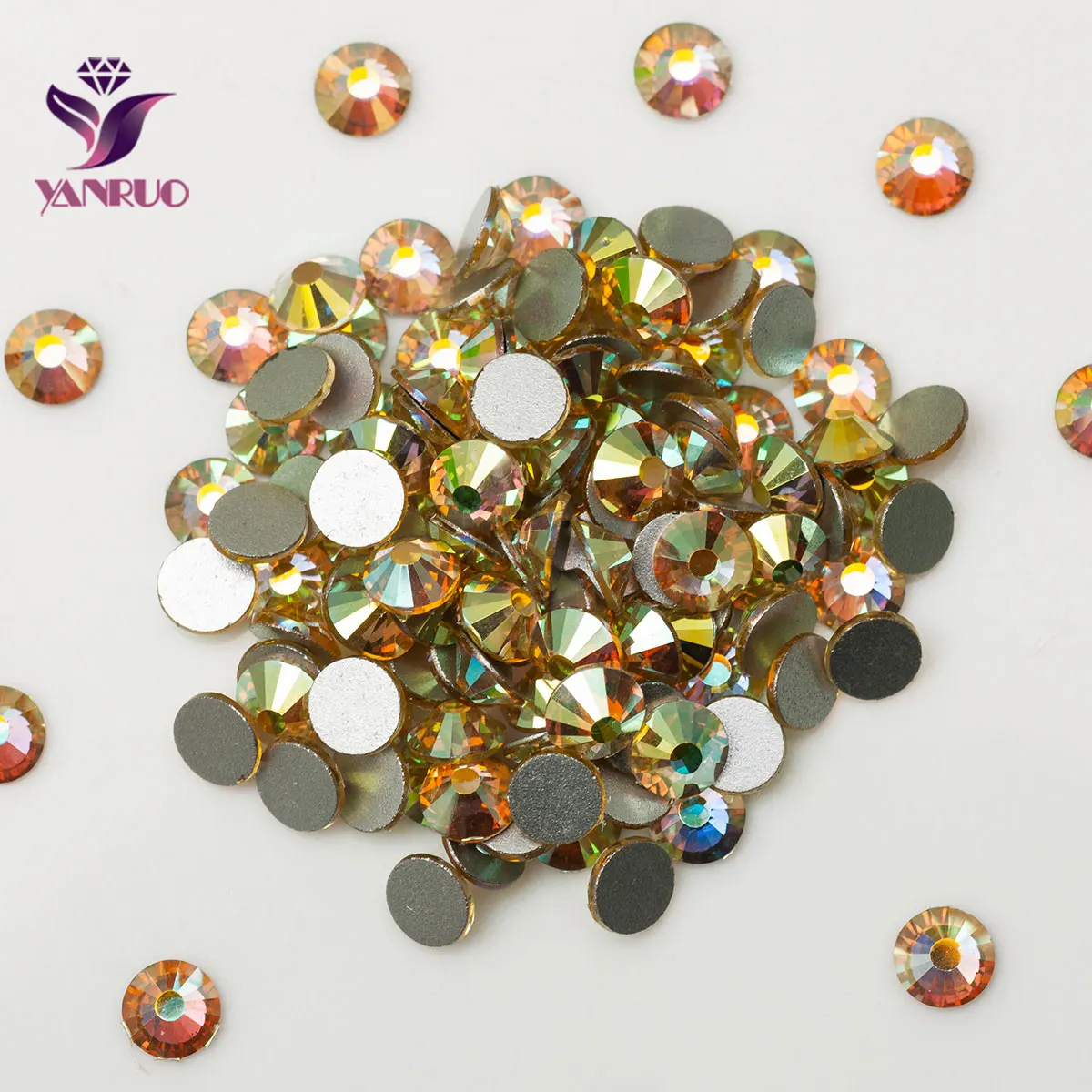 YANRUO 2058NOHF Jonquil AB Flatback Strass Non Hotfix Rhinestones Crystal Glass Cristal for Dance Dresses