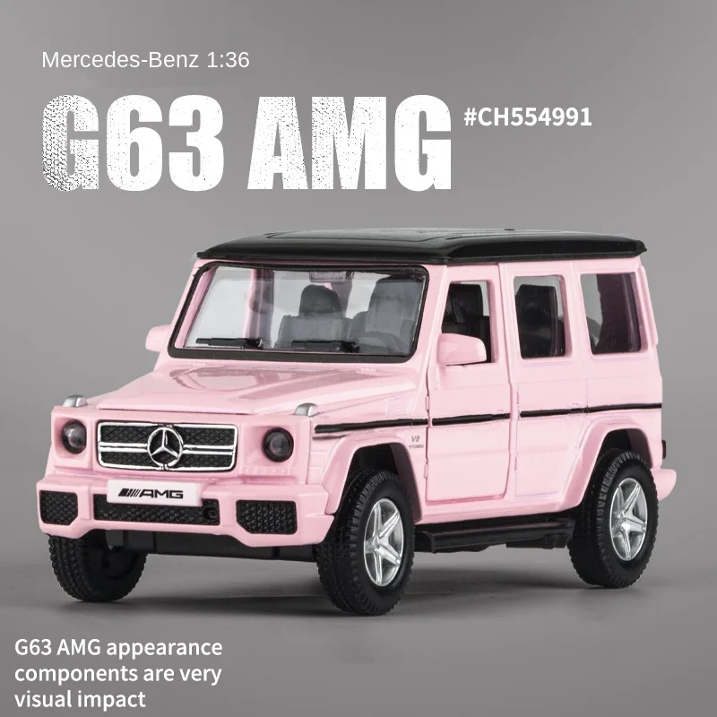 Die-cast Alloy Model Car 1:32 Pink Benz Children Lighting and Music Simulation Car Collection Model Presents A Girl Toy Gift