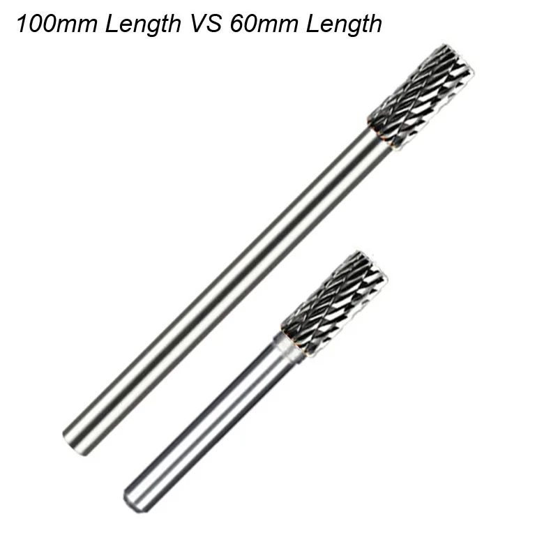 100mm Extra Long 6mm Shank Rotary Rasp File Carving Grinder Abrasive Tools Carbide Burr Alloy Bit Milling Cutter Drill for Metal