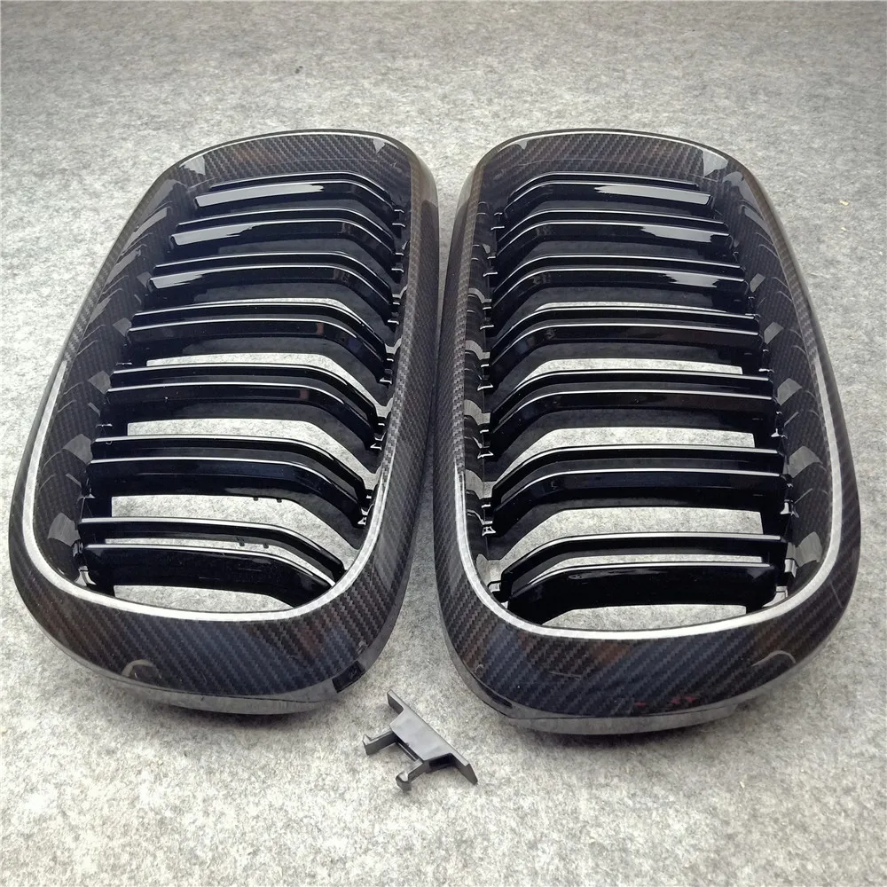 

2014-2018 1 Pair X5 F15 X6 F16 Carbon Fiber Look Abs Car Front Grill For F15 F16 Glossy Black Xdrive Vehicle Front Bumper Grille