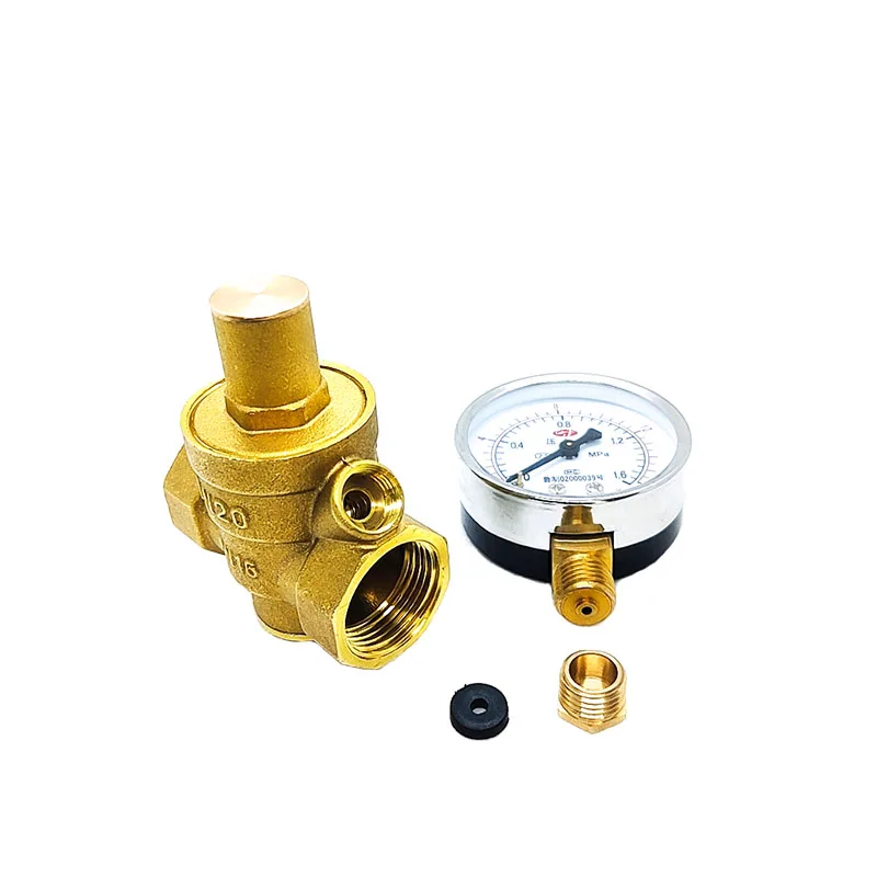 1/2" 3/4" 1" High Quality Adjustable Water Reducing Valve Female Thread Brass Pressure Gauge Regulator Valves With Gauge