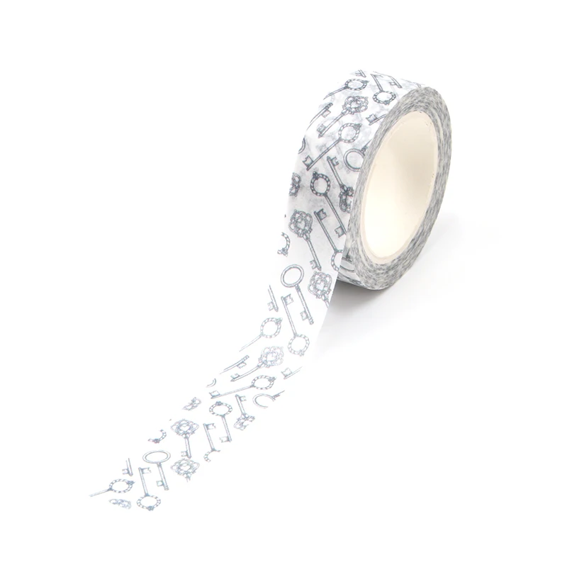 Imagem -03 - Nova 10 Peças Lote 15 mm 10m Bege Cinza Chave do Vintage Decorativo Fita Washi Mascaramento Escritório Fita Washi Tape Scrapbooking Designer Máscara