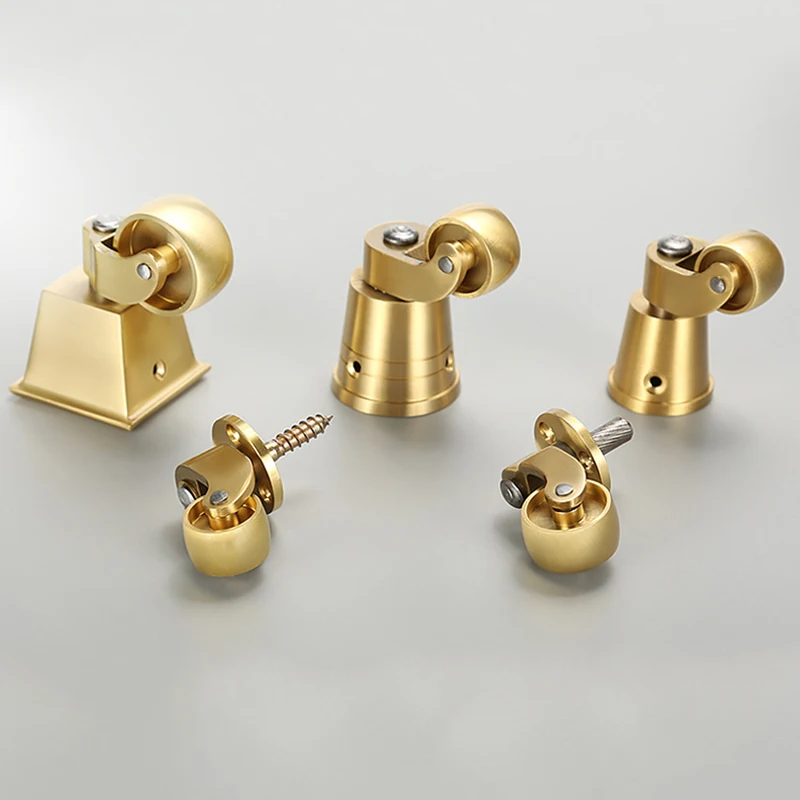 

HOT 4PCS Brass/Brass+Rubber Wheels Universal Furniture Casters Table Chair Sofa Couch Feet Furniture Castors 360° Swivel Pulleys