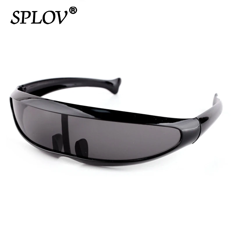 Conjoined Lens Sunglasses Men Women Fishtail Design X Laser Dolphins Mirror Glasses Windproof Goggles Space Robots Eyewear UV400