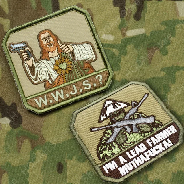 I\'M A LEAD FARMER patch USA Tactical Military Combat Army FUNNY Patch WHAT WOULD JESUS SHOOT? WWJS US ARMY