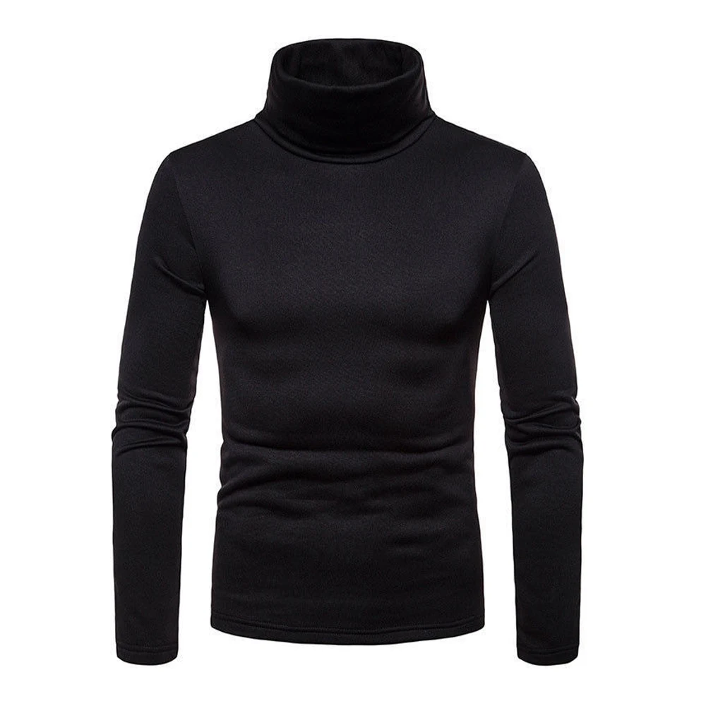 Autumn Winter Mens Turtleneck Sweaters Casual Thermal Long Sleeve Slim Fit Pullovers Stretch Basic Tops Sweatshirt Jumper TShirt